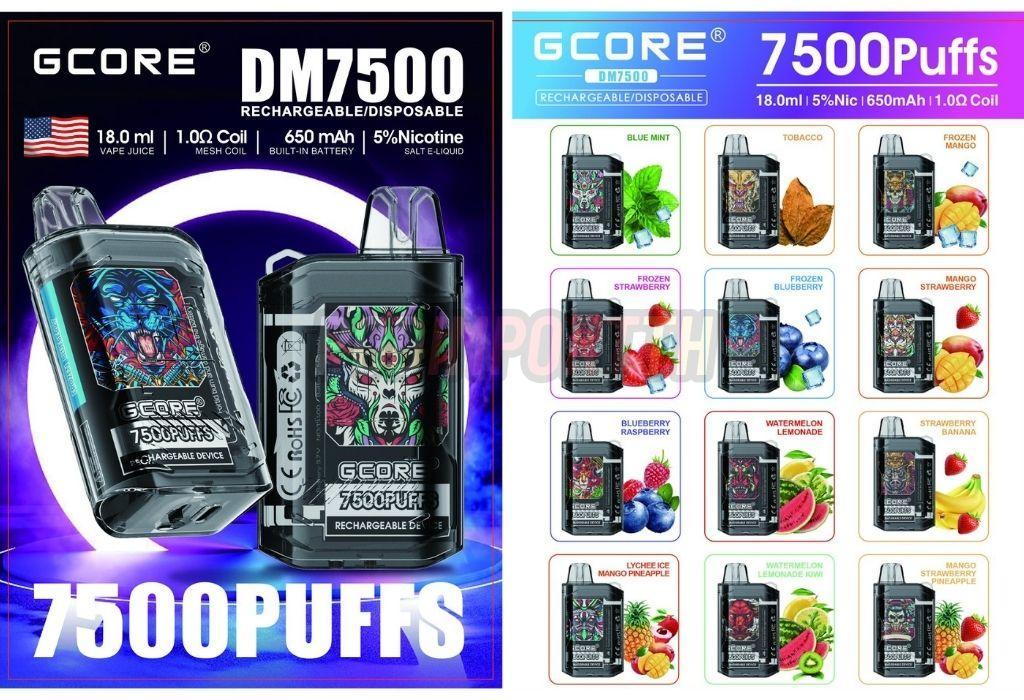 GcoreDM7500puff, Gcore, จีคอล์ล, 7500puff, พอตGcore, บุหรี่ไฟฟ้า, podบุหรี่ไฟฟ้า, พอตไฟฟ้า, พอตใช้แล้วทิ้ง
